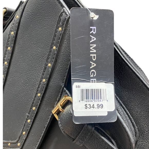 NWT Rampage Black satchel style purse with handle, shoulder strap or cross body - Picture 5 of 10